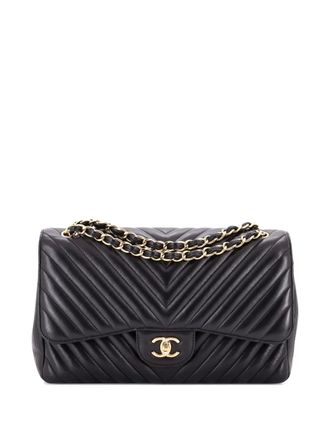 Chanel Classic Double Flap Bag Chevron Lambskin Jumbo shoulder bag - Nero