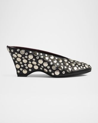 Khaite Cloak Stud Leather Mule Pumps