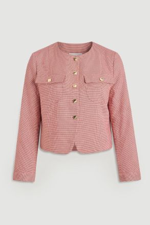 Karen Millen Womens Plus Size Tailored Check Cropped Jacket - Red - Size 24 UK