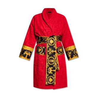 Versace Badjas met logo - Dames - Badjassen - Rood - M - Katoen - Nachtkleding