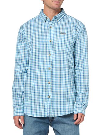 Columbia Mens Rapid Rivers II Long Sleeve Shirt, Vintage Blue Trail Crossing Gingham, Large