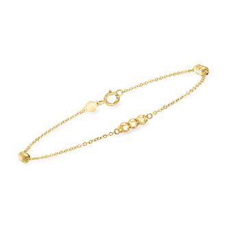 Canaria Canaria Italian 10kt Yellow Gold 3-Bead Station Bracelet