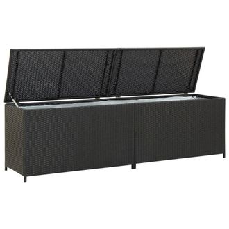 Berkfield Home Garden Storage Box Poly Rattan 200x50x60 cm Black | Size: 200 x 50 x 60 cm