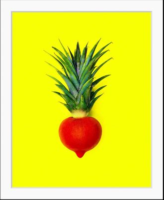 Queence Bild »Tristan« Essen Figuren Kunst Lebensmittel Obst Obst Bilder 1 Stk. tlg. HD Premium Poster-Druck inkl. Holzrahmen