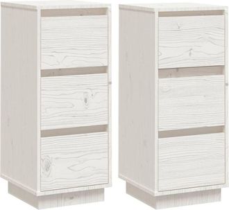 vidaXL Aparador 2 uds madera maciza de pino blanco 32x34x75 cm Vidaxl