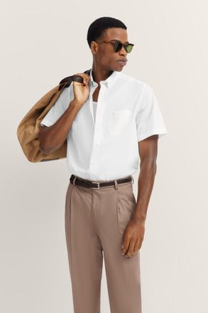 Bugatti Kurzarmhemd BUGATTI, Herren, Gr. S, Normalgr&ouml;ssen, weiss (10, wei&szlig;), 100% Baumwolle, unifarben, normal, Hemden Kurzarmhemd, mit Button-Down-Kragen