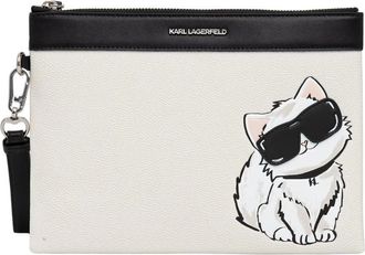 Karl Lagerfeld Ikon Clutch - Dames - Clutches - Beige - ONE Size - Leer - Tassen