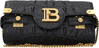 Balmain Black Leather Clutch Womens Bag