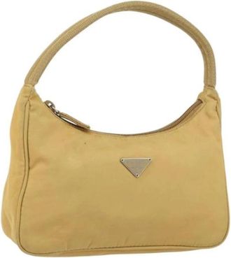 Prada Pre-owned Shoulder Bags, female, Beige, Size: ONE SIZE Pre-owned Vintage Nylon Shoulder Bag