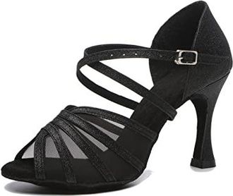 Minitoo Chaussures TH152 confortables à talon bas en satin pour mariage, salle de bal, danse