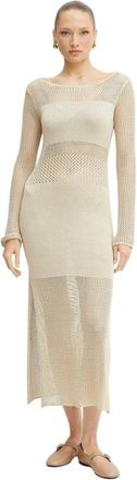 Fracomina Jurk met Splitten - Dames - Casual kleedjes - Beige - M - Kleedjes