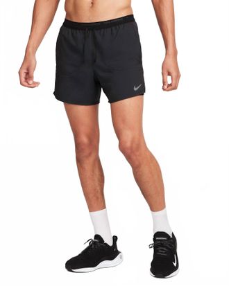 Nike Dri-Fit 5 2-In-1 Running Shorts In Black/reflective Silver