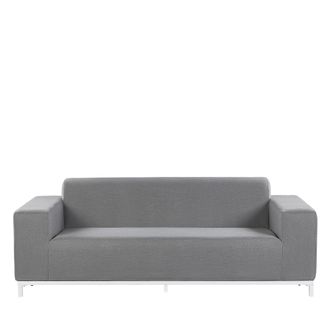 Beliani Beliani - Sof&aacute; 3 Plazas De Poli&eacute;ster Gris Blanco Patas Metal Interior Exterior Rovigo