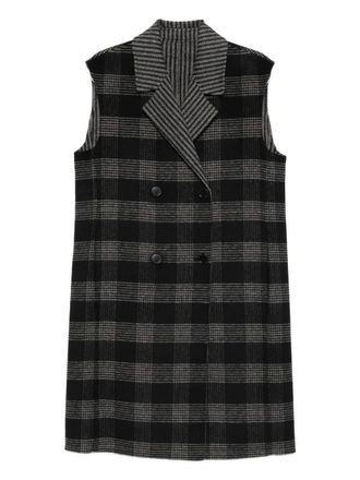 Twin-Set checked double-breasted waistcoat - women - Wool/Polyester/Cotton/Polyamide/Viscose/Acrylic - 46 - Black
