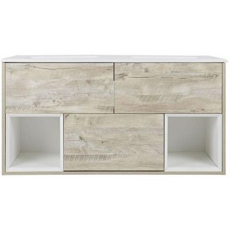 No Brand Milano Bexley Light Oak 1210mm Bathroom Vanity Unit with Double Basin - No LED Light