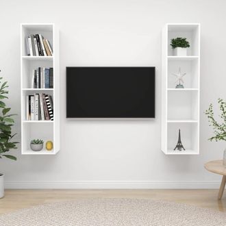 vidaXL Vidaxl - Muebles De Sal&oacute;n De Pared 2 Piezas Madera De Ingenier&iacute;a Blanco