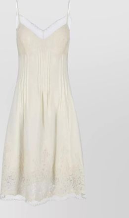Ermanno Scervino knee length dress pleated lace spaghetti straps