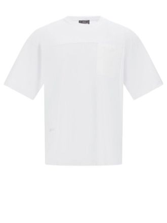Herno Boxy-Fit White Jersey T-Shirt With Ribbed Crew Neck And Pocket Details