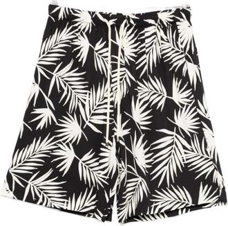 Laneus Shorts met bladprint - Heren - Korte Broeken - Zwart - L - Korte Broeken