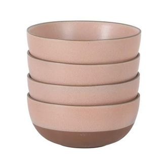 Gibson Home William Crest 4-Piece Reactive Glaze Stoneware Cereal Bowl Set in Pink at Nordstrom