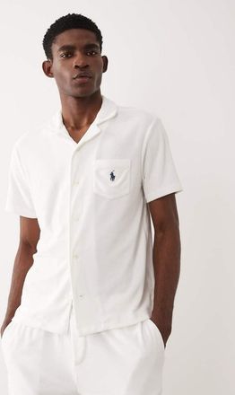 Polo Ralph Lauren Camicia a maniche corte in spugna bianca con logo in coordinato-Bianco