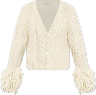 Moncler Alpaca Blend V-Neck Cardigan - Dames - Vesten - Beige - XS - Wol - Truien & Vesten