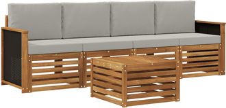 vidaXL Conjunto De Sof&aacute;s De Exterior 5 Uds. Natural Y Gris Claro Vidaxl