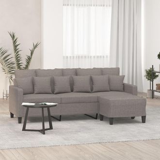 vidaXL Sof&aacute; De 3 Plazas Con Taburete De Tela Gris Taupe 180 Cm Vidaxl