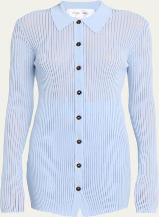 Ronny Kobo Denzel Ribbed Flare-Sleeve Cardigan