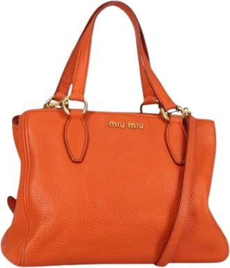Miu Miu Pre-owned Handbags, female, Orange, Size: ONE SIZE Pre-owned Leather handbags