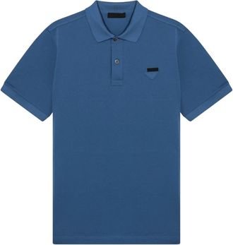 Prada Cotton Polo with Logo - Heren - Polos - Blauw - XS - Katoen - Tops