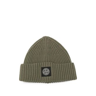 Stone Island Logo-patch Ribbed Beanie Hat