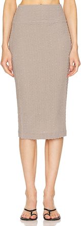 Enza Costa Puckered Pencil Skirt In Limestone