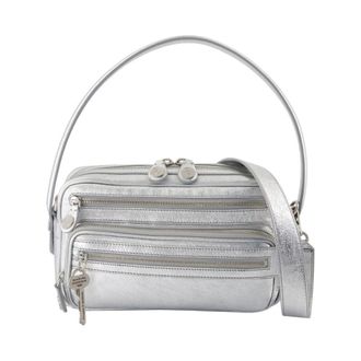 Acne Studios Tassen, Dames, Grijs, ONE Size, Leer, Zilver Leren Feest Schoudertas