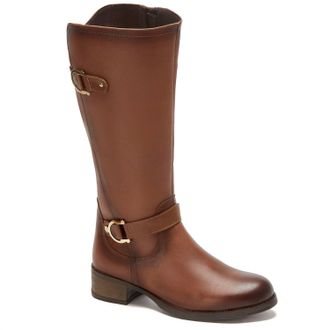 Andrea Womens Riding Boots With Metal Ornaments In Honey