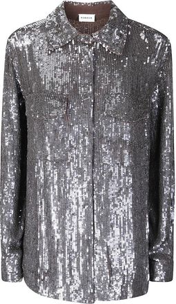 P.A.R.O.S.H. Oversized Sequin Shirt With Classic Collar