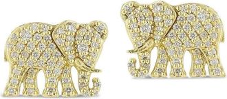Tanya Farah Fine Jewelry 18kt geelgouden Tree of Life Elephant oorbellen met diamant