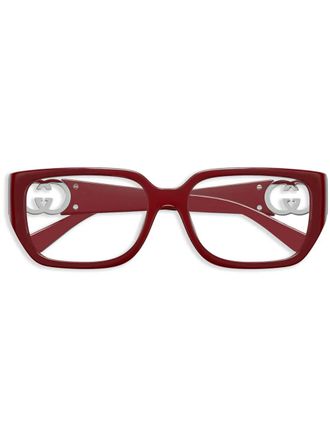 Gucci rectangle-frame glasses - Red
