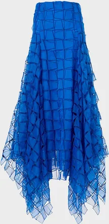 Akris Embroidered Organza Maxi Handkerchief Skirt