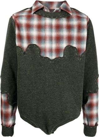 Maison Margiela x Pendleton yoke-detail jumper - men - Wool/Wool/Viscose - S - Green