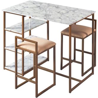 Teamson Home Teamson Home - Mesa De Comedor Con 2 Sillas M&aacute;rmol Falso Madera Marmo Vnf-00084