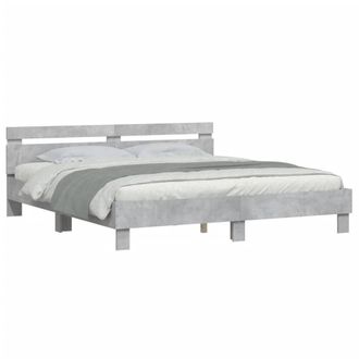 Berkfield Home Durable Bed Frame with LED Frame Concrete Grey 180x200 cm Super King