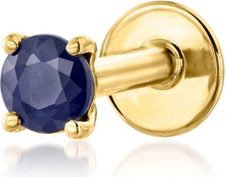 RS Pure by Ross-Simons Sapphire Single Flat-Back Stud Earring in 14kt Yellow Gold