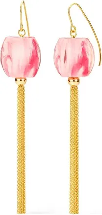 Gold & Honey Womens Tassel Bead Drop Earrings In Watermelon Marble