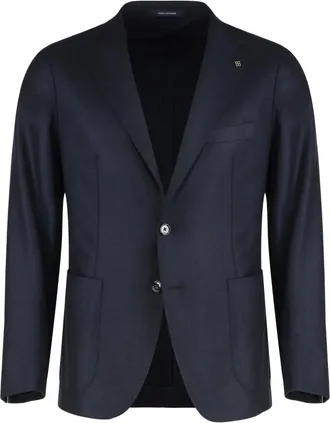 Tagliatore Navy Blue Notched Lapel Blazer