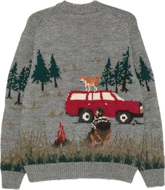 Junya Watanabe Forest Intarsia Knit Cardigan - Grey