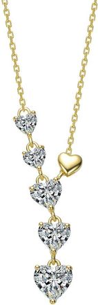 Rachel Glauber 14K Plated Cz Hearts Necklace