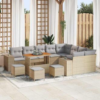 vidaXL Vidaxl - Conjunto De Sof&aacute; De Jard&iacute;n Con Coj&iacute;n 13 Pcs Beige, Gris Claro