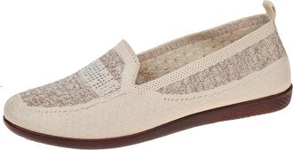 Generic Womens Flat Shoes Mesh Breathable Pumps Shoes Solid Color Round Toe Lightweight Foldable Classic Comfortable Slip On Walking Shoe Running Workout Beig