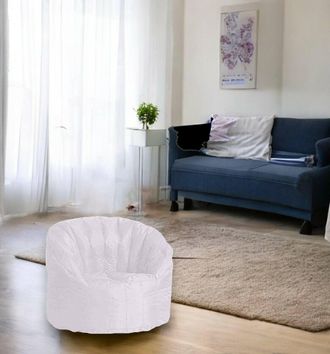 Talamo Italia Dmora Sill&oacute;n Acolchado Redondo, Color Blanco, Medidas 80 X 80 X 80 Cm, Con Embalaje Reforzado